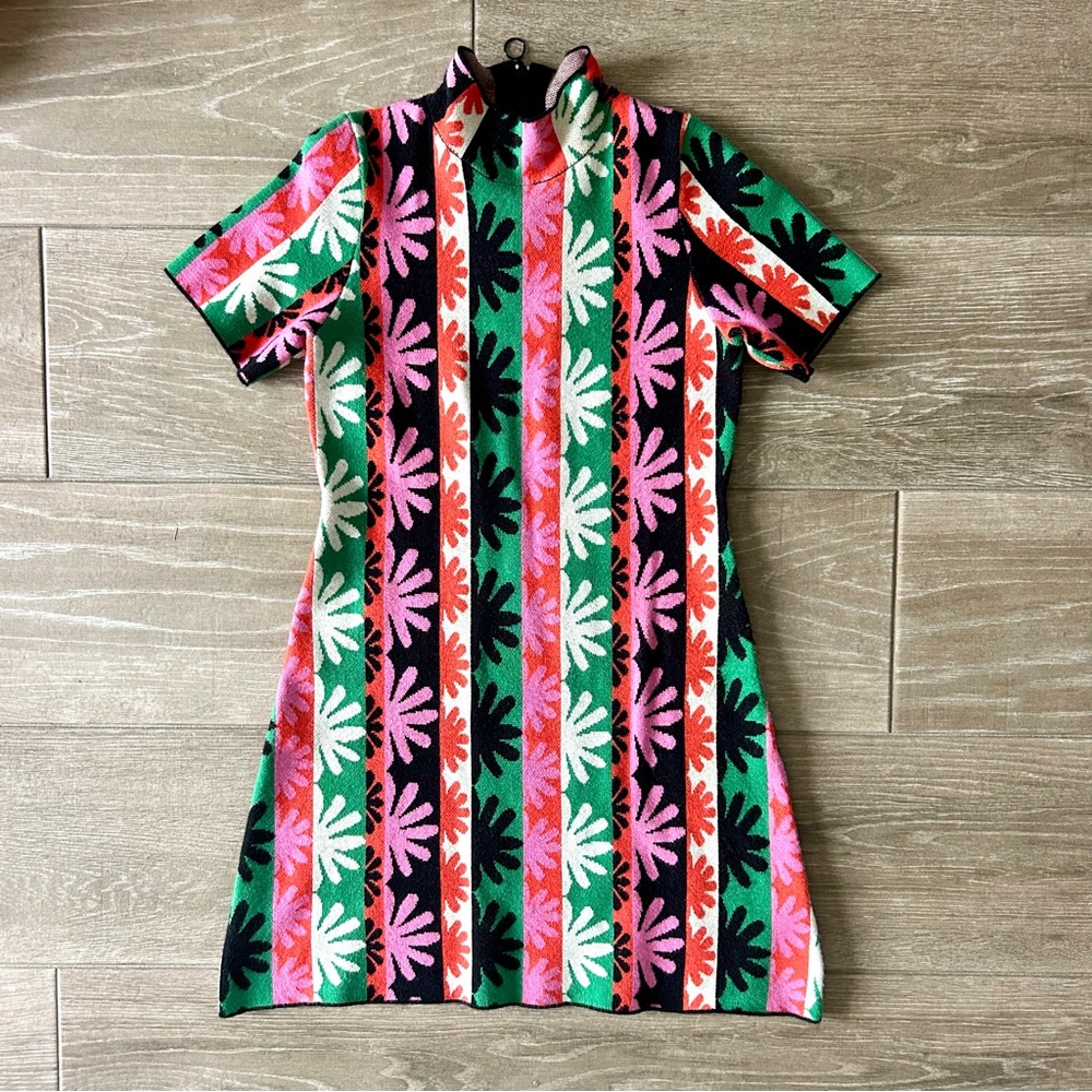Anthropologie Colorful Striped Short Sleeve Sweater Dress